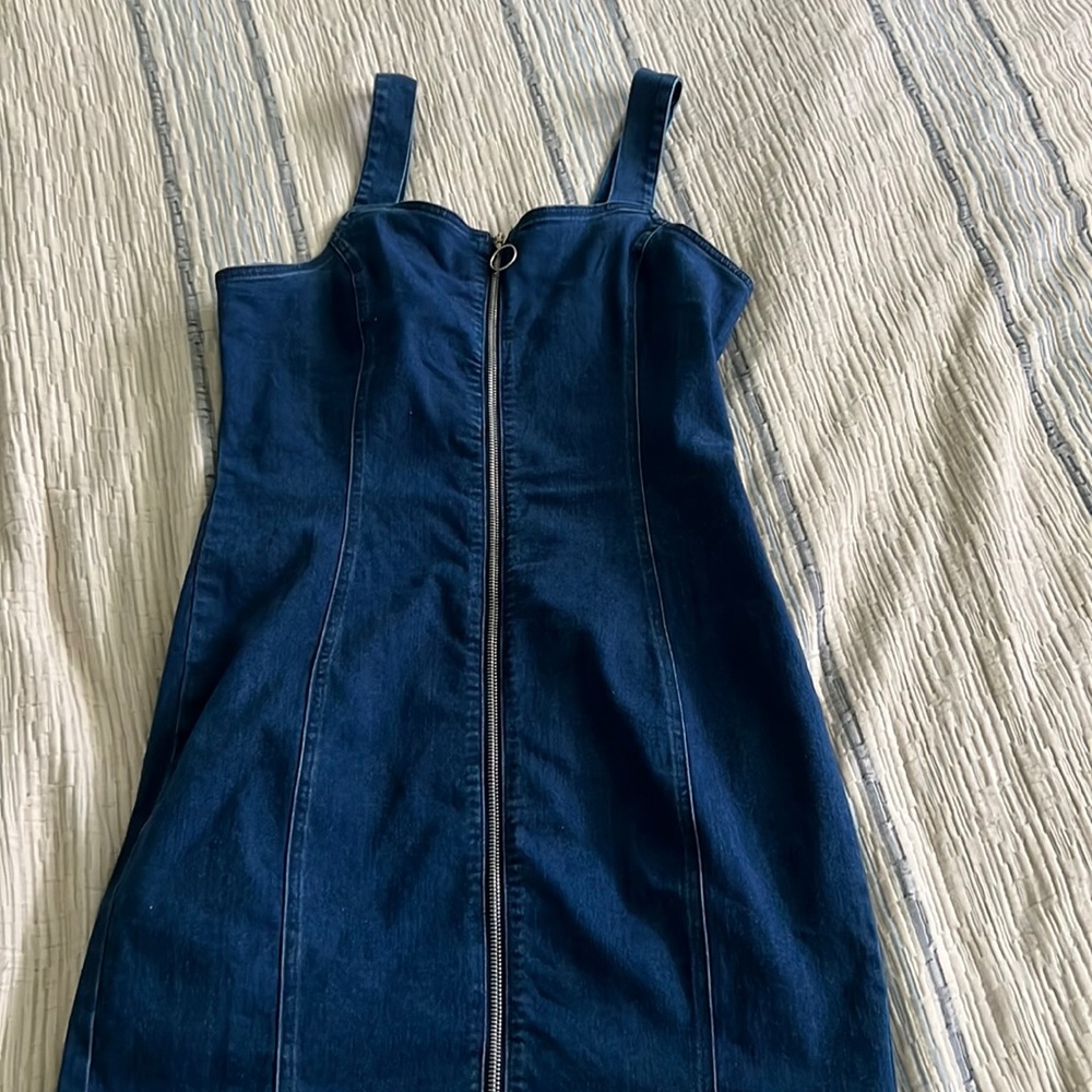 Denim zip-up dress